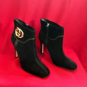 Gucci black suede ankle boots size 8 1/2M